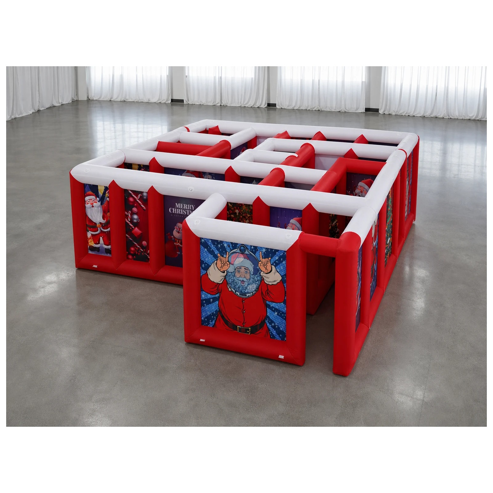 Party Games For Adults And Kids - Большой красно-белый надувной лабиринт с плоской